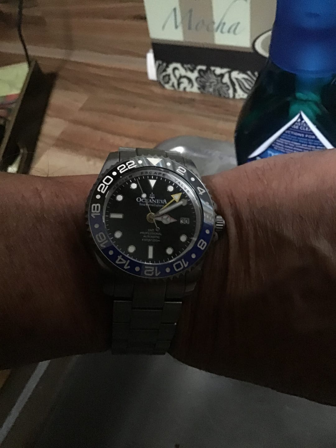 Customer photo review of Oceaneva Men's GMT TITANIUM Automatic Deep Marine Explorer 1250M Black Ceramic Bezel Watch