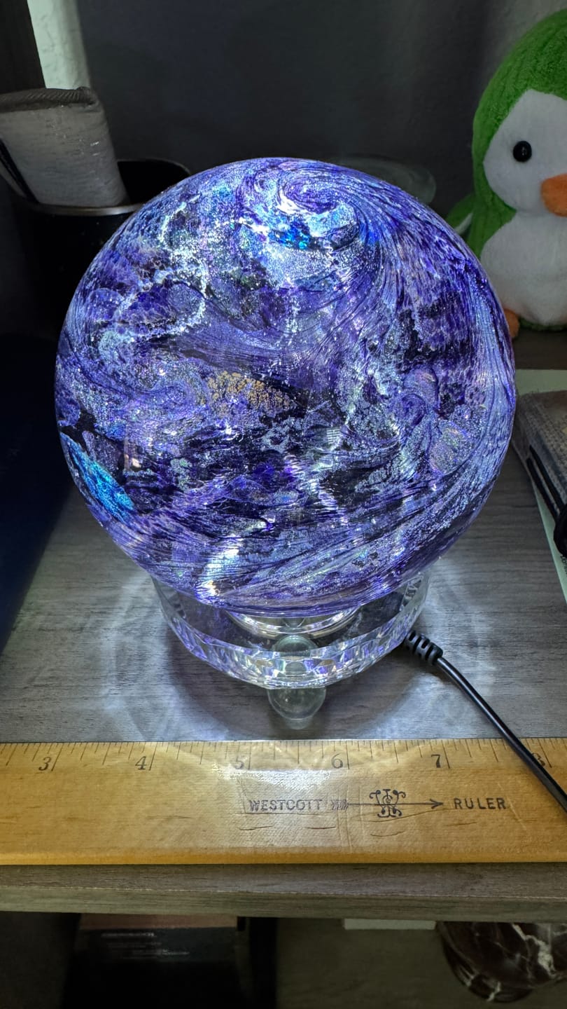 Customer photo review of Dichroic Explosion Orb with Cremation Ash