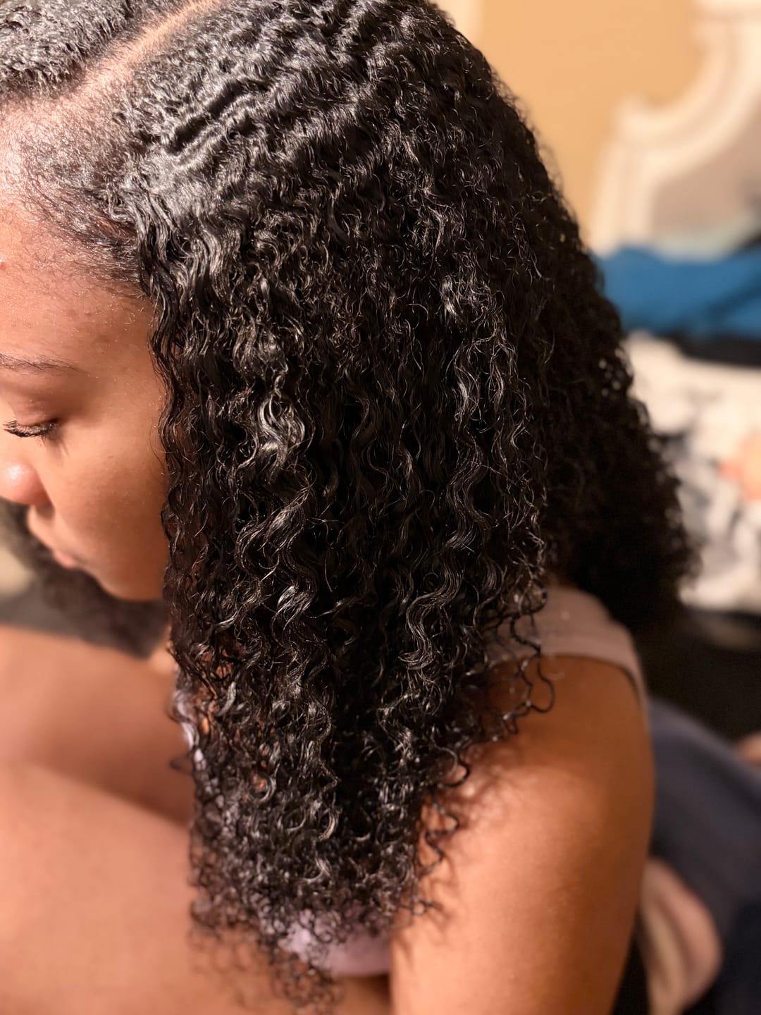 Customer photo review of Cambodia Virgin Hair Burmese Water Curly Human Hair Bundles Natural Color