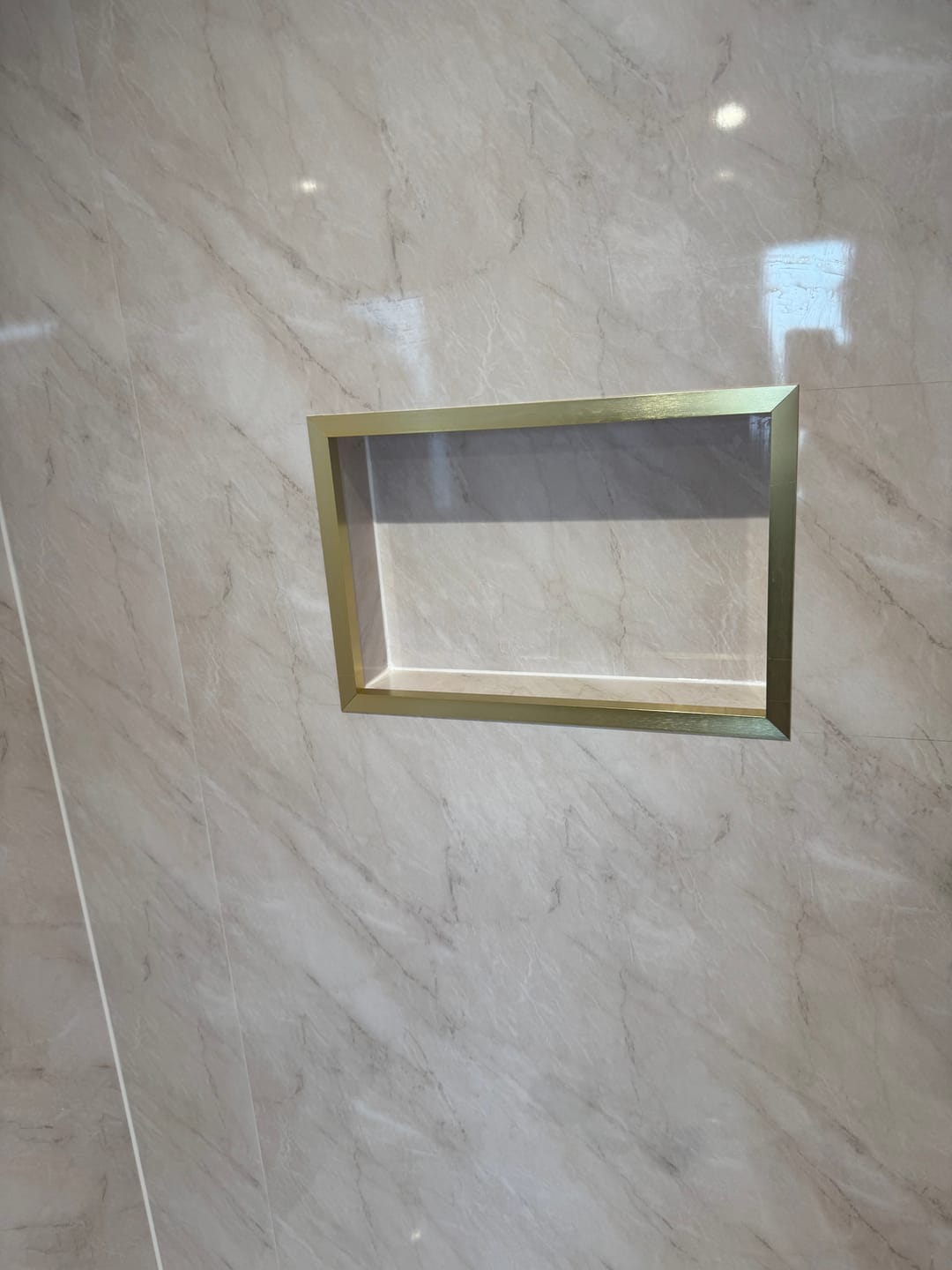 Customer photo review of Premium Pergamon Marble Gloss Shower Wall Panel - 1M x 2.4M