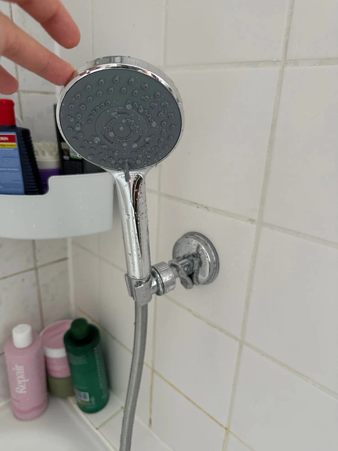 Customer photo review of Adjustable Suction Cup Shower Head Holder (No Drill)