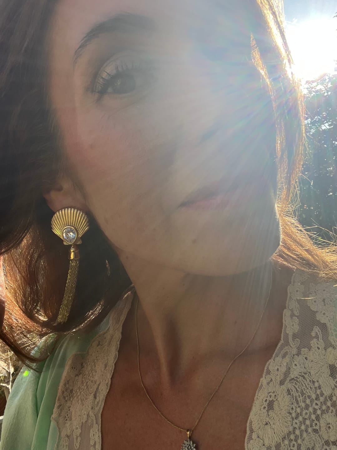 Customer photo review of Soleil Tassel Shell Earrings (removable tassels)