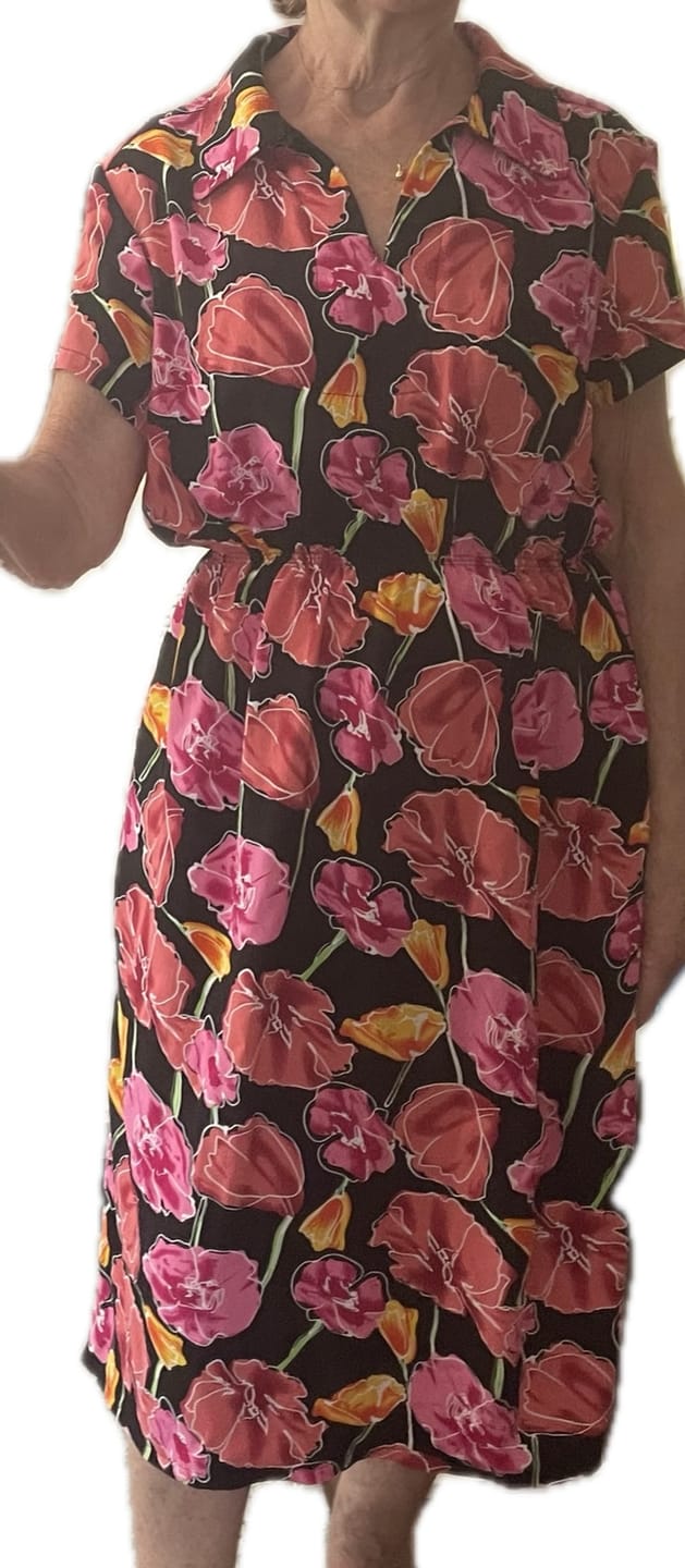 Customer photo review of Flower Drawings on Black Viscose Challis Fabric