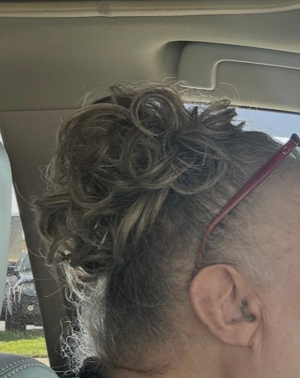 Customer photo review of Messy Bun Hair Piece – Curly Synthetic Hair Bun