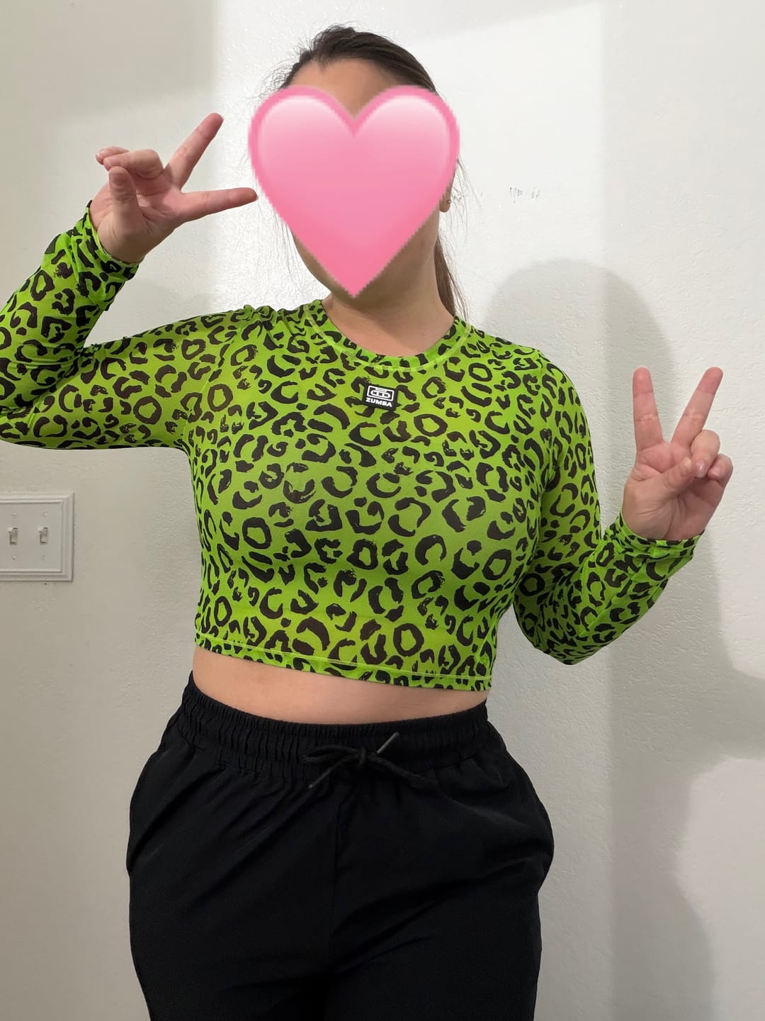 Customer photo review of Dale-Z Long Sleeve Mesh Crop Top