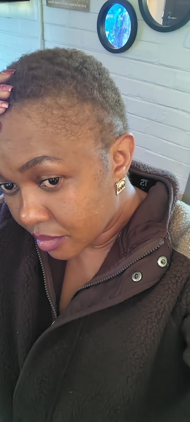 Customer photo review of Gold Pearl Square Earrings