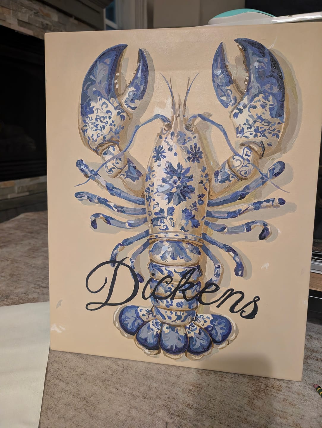 Customer photo review of Delft Lobster | Paint by Number