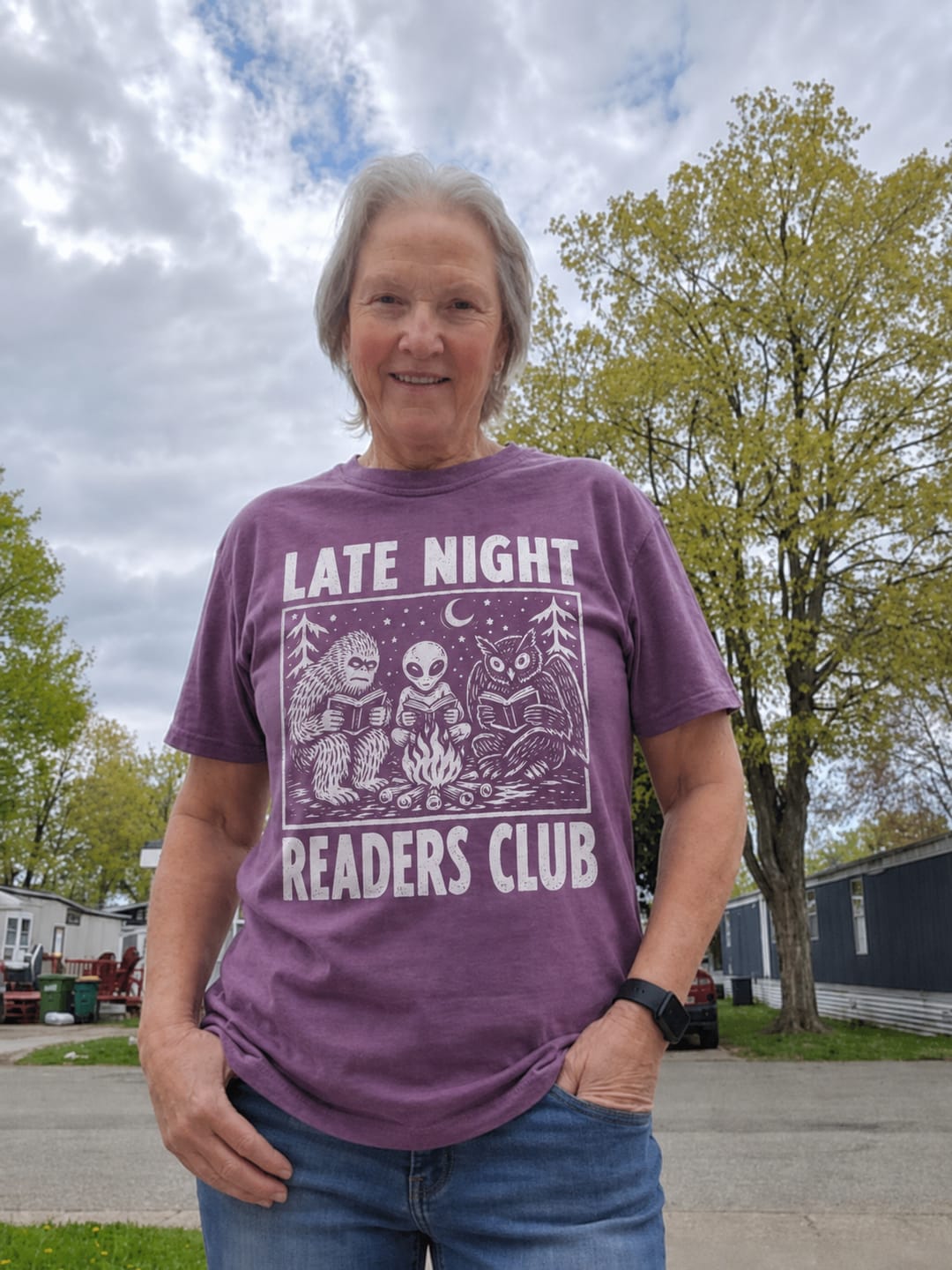 Customer photo review of Late Night Readers Club Campfire T-Shirt