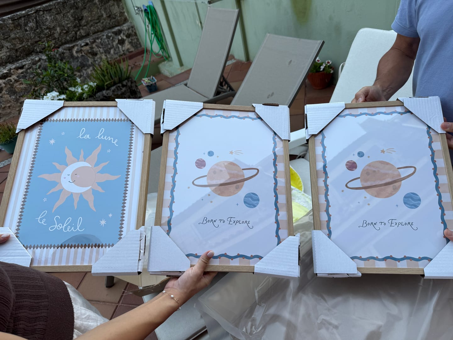 Customer photo review of Space Nursery Wall Art Set of 3