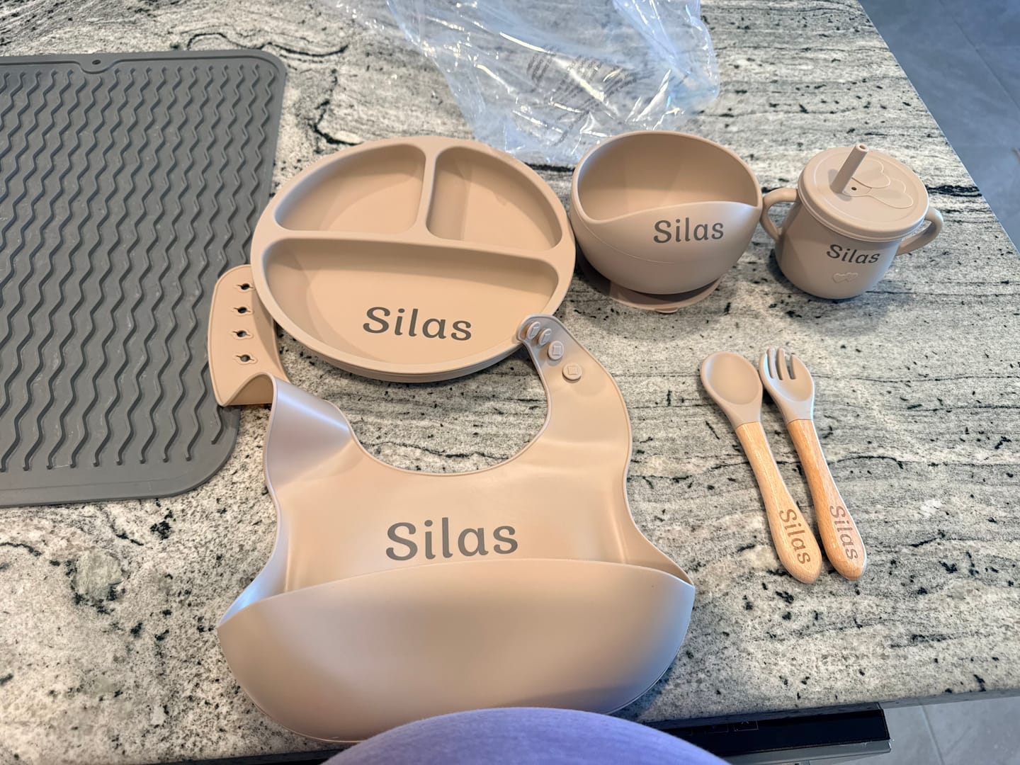 Customer photo review of Noah + Nori™ Personalized Baby Feeding Set