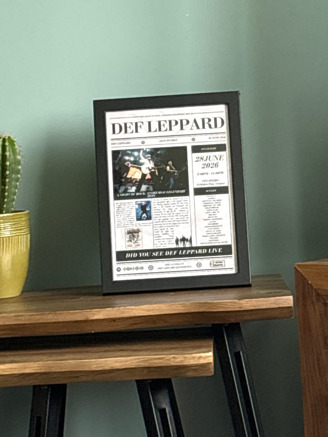 Customer photo review of Def Leppard - Personalised Newspaper Style Concert Poster