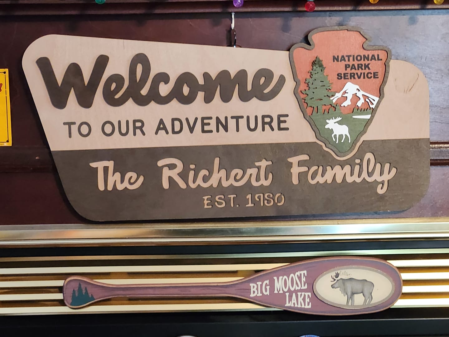 Customer photo review of 3D National Park Service Family Name Welcome Sign (Moose Design)