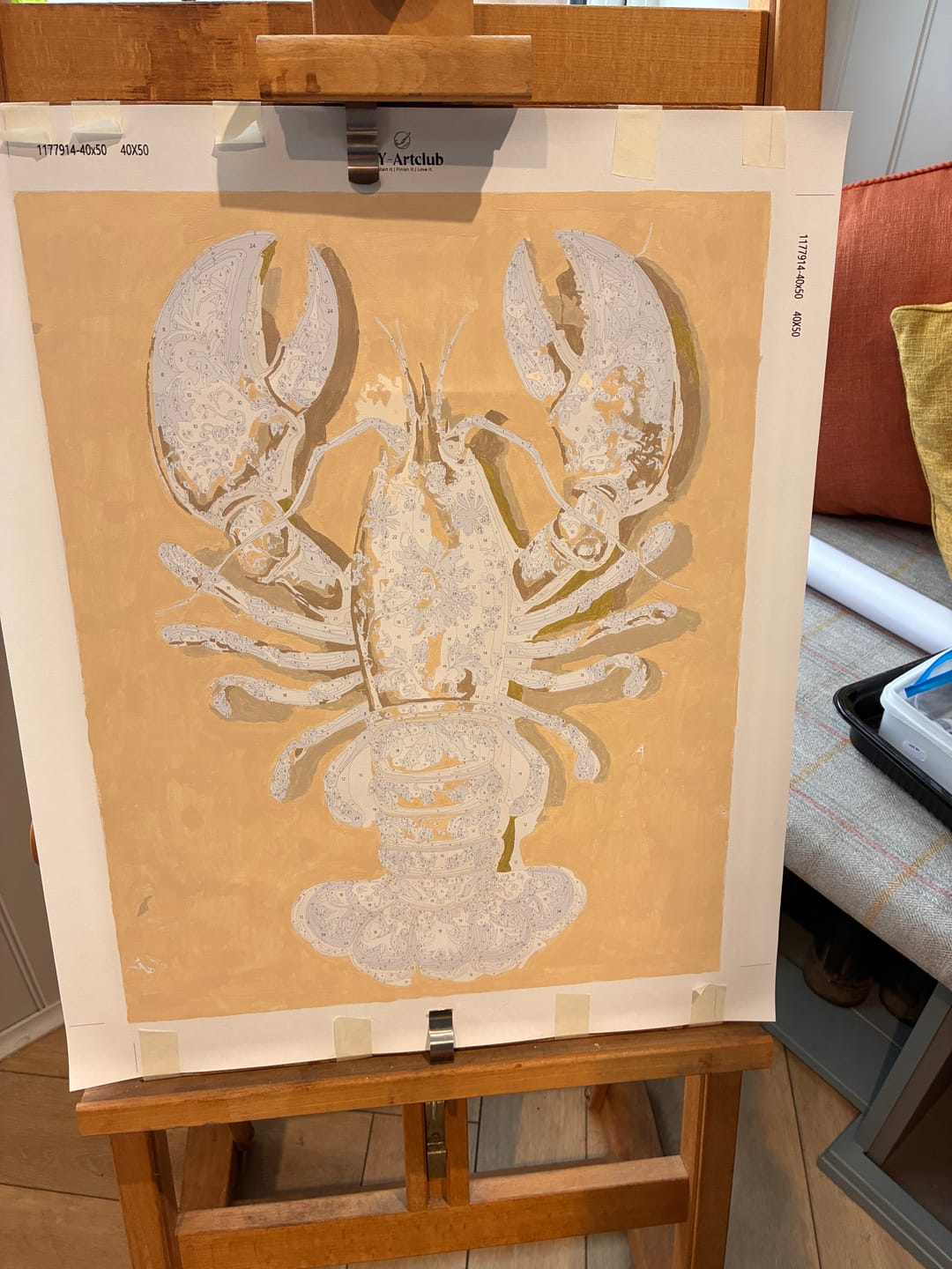 Customer photo review of Delft Lobster | Paint by Number