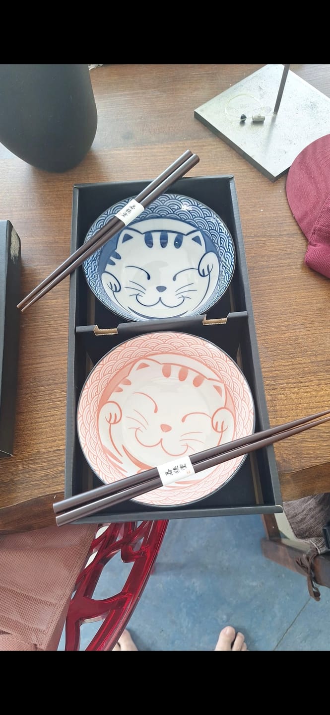 Customer photo review of Coffret 2 Bols Japonais Chat