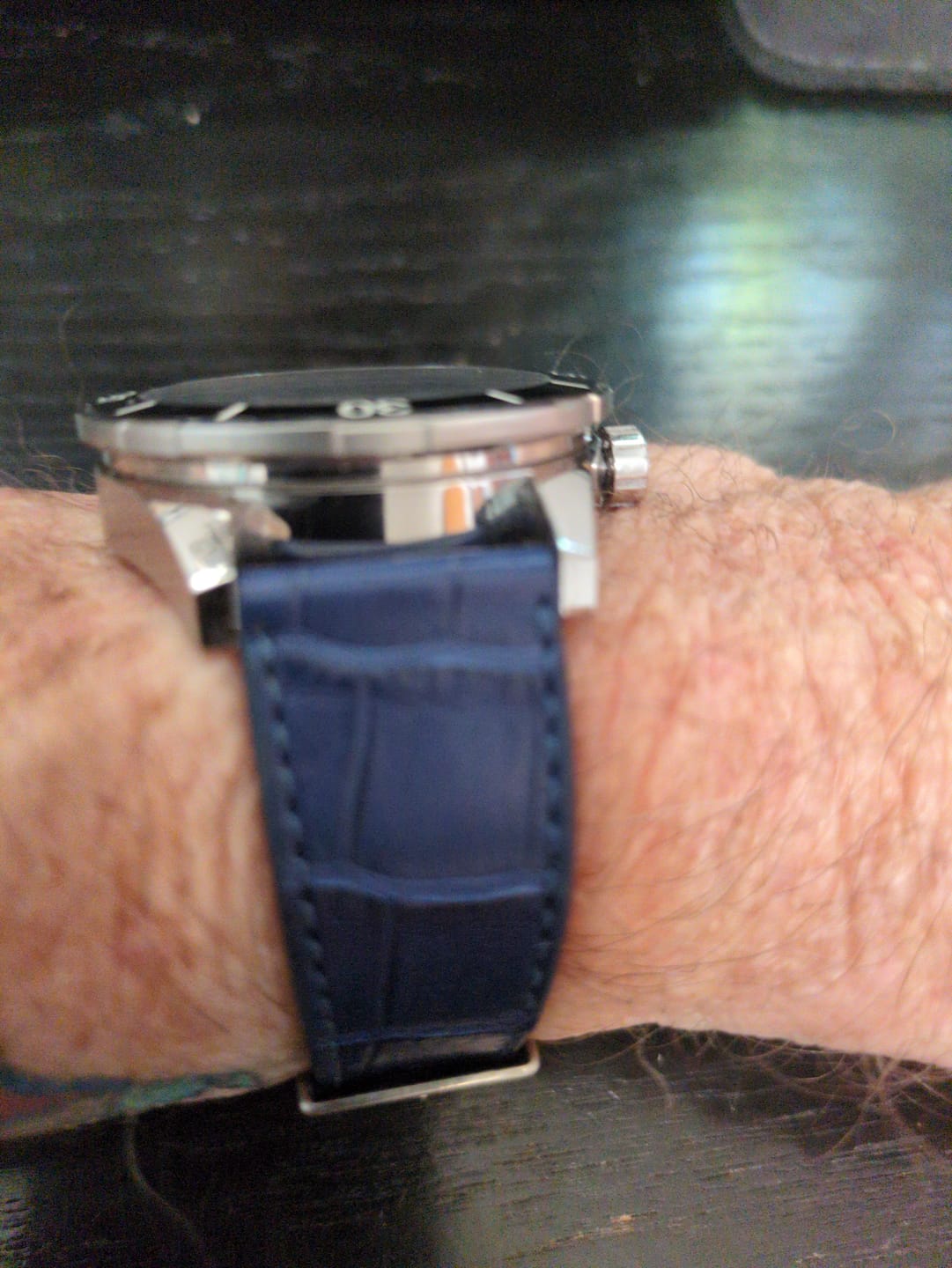 Customer photo review of Matte Azure Blue Alligator