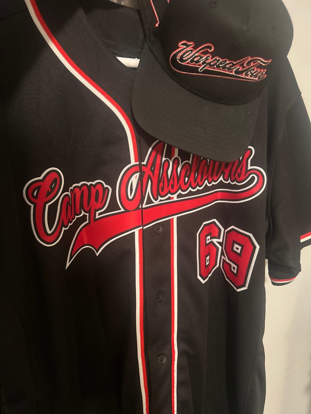 Customer photo review of Custom Black Red-White Classic Style Authentic Baseball Jersey