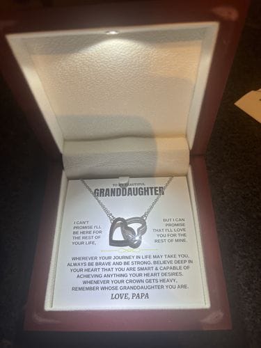Customer photo review of Gift for Granddaughter from Grandpa Interlocking Hearts Necklace Gift