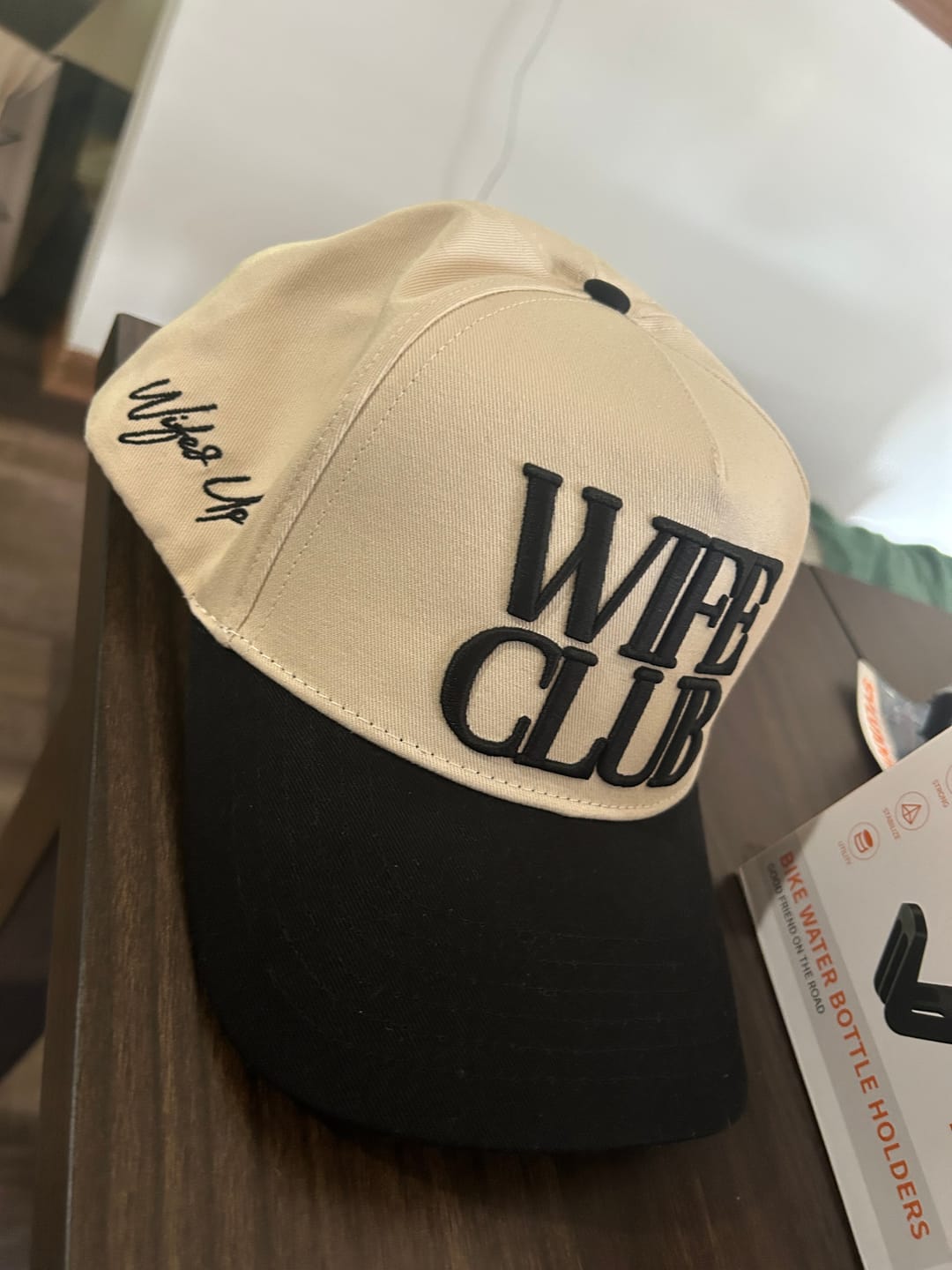Customer photo review of Wife Club Snapback - Cream and Black