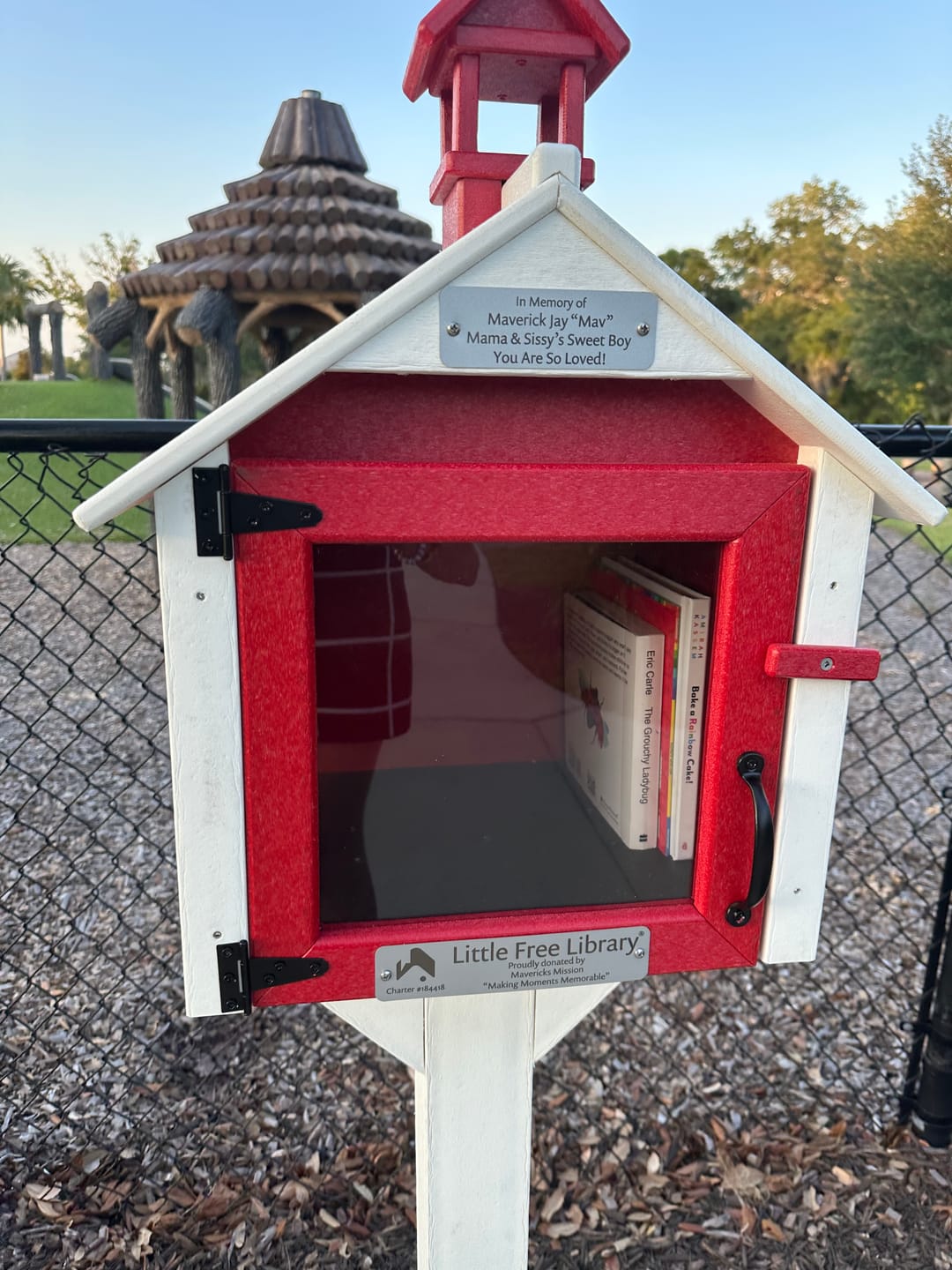 Customer photo review of Composite Schoolhouse Little Free Library