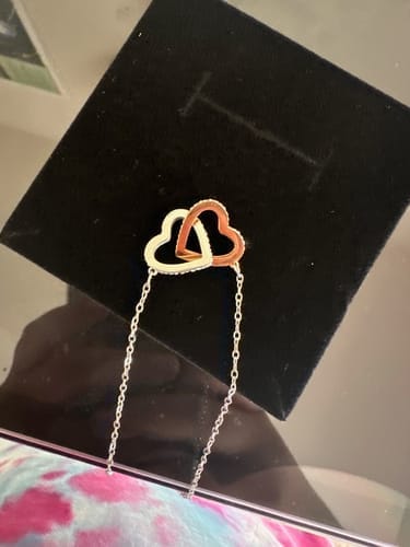 Customer photo review of Gift for Granddaughter from Grandpa Interlocking Hearts Necklace Gift