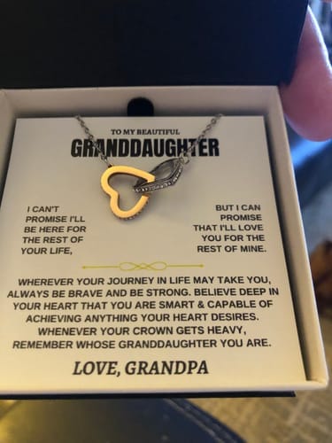 Customer photo review of Gift for Granddaughter from Grandpa Interlocking Hearts Necklace Gift