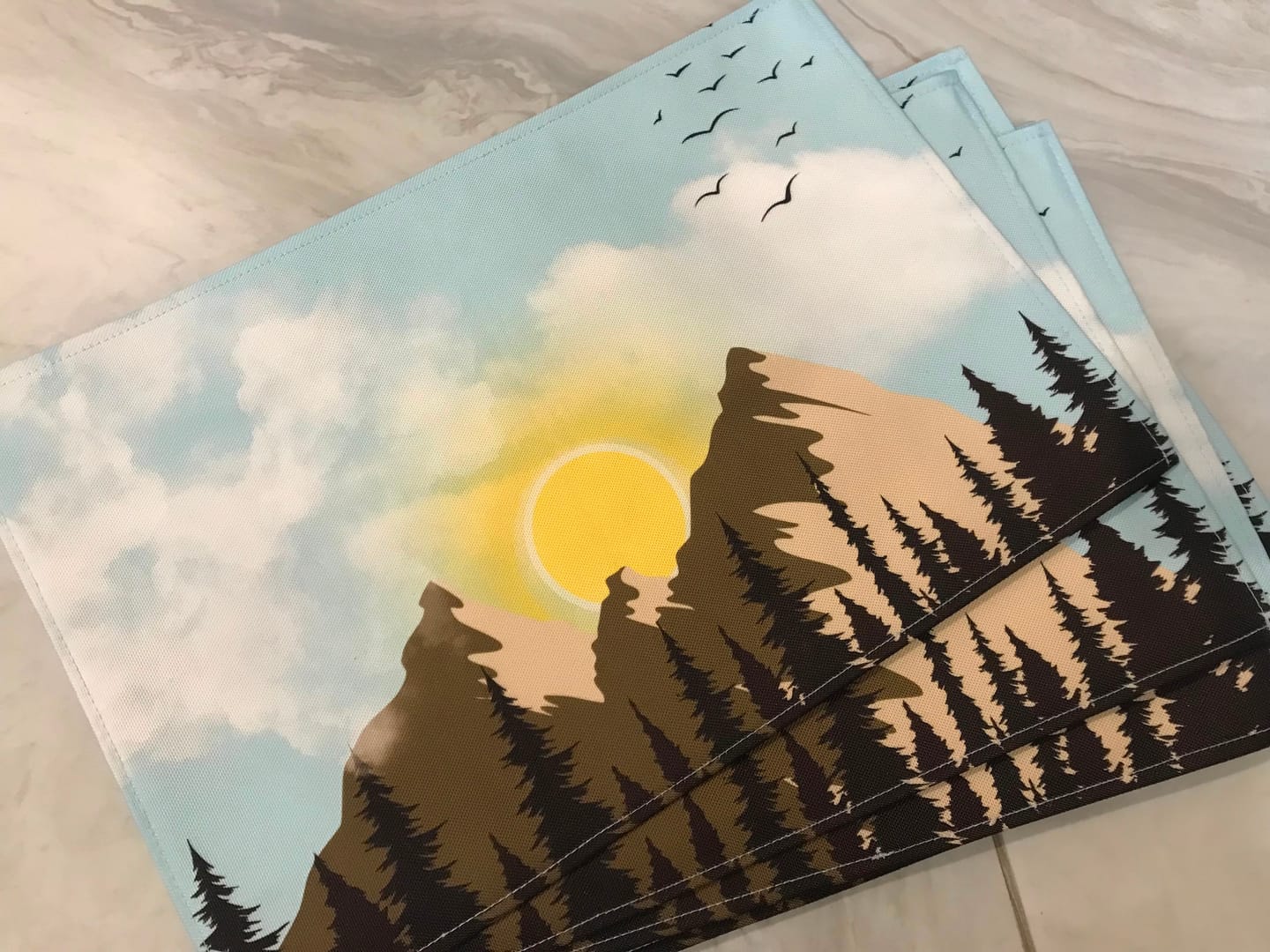 Customer photo review of Sunrise Mountain – Canvas Table Mat
