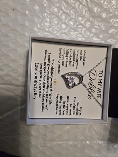 Customer photo review of Gift for Granddaughter from Grandpa Interlocking Hearts Necklace Gift