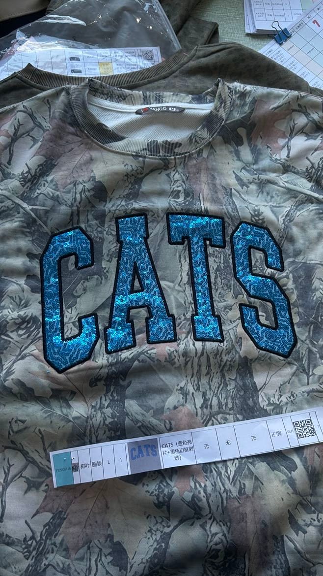 Customer photo review of Custom Sequin Name or Team Sweatshirt – Personalized Glitter Letters, Vintage Wash Style | Gifts for Sports Mom