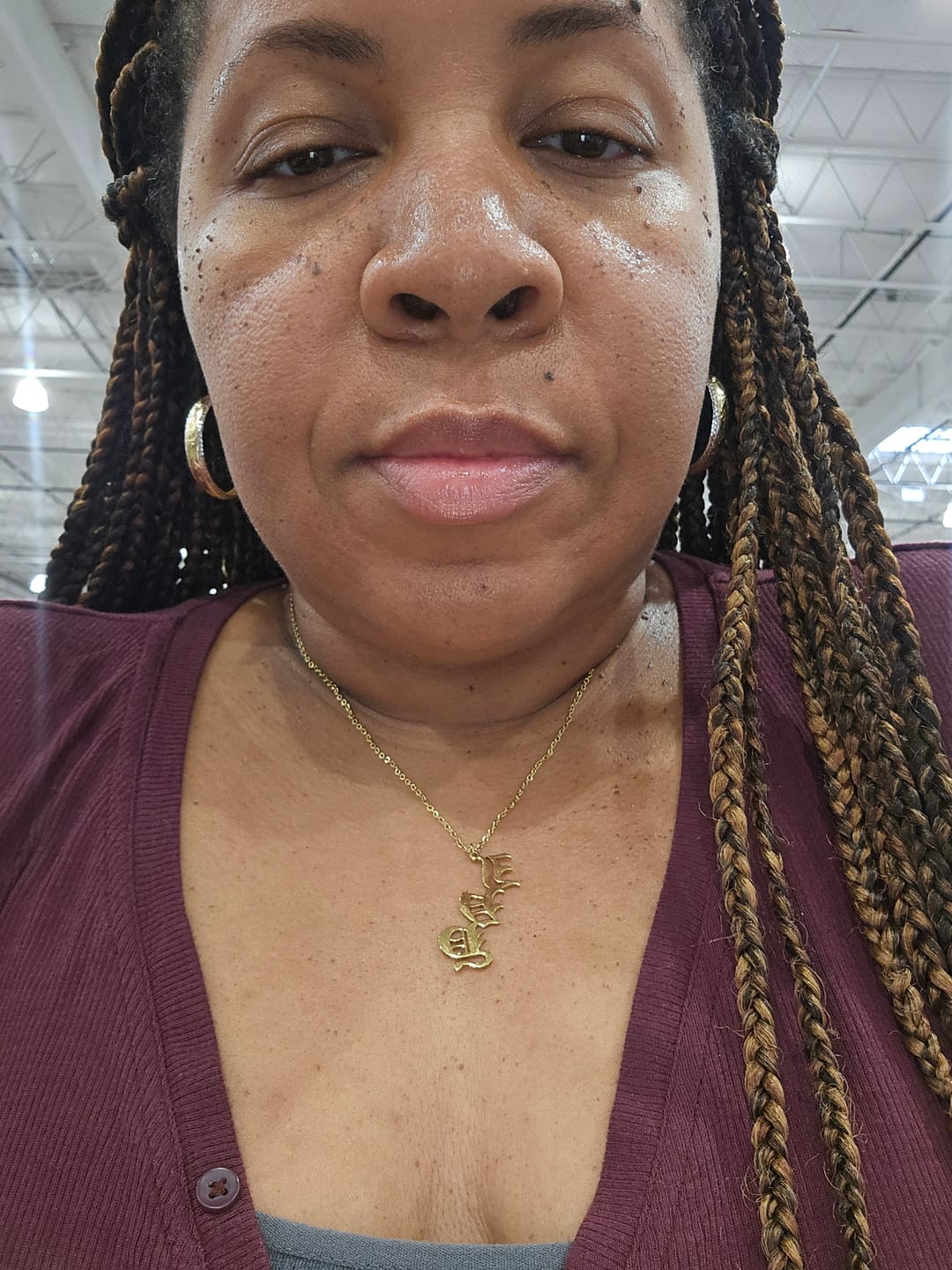 Customer photo review of Gothic Two Letter Necklace