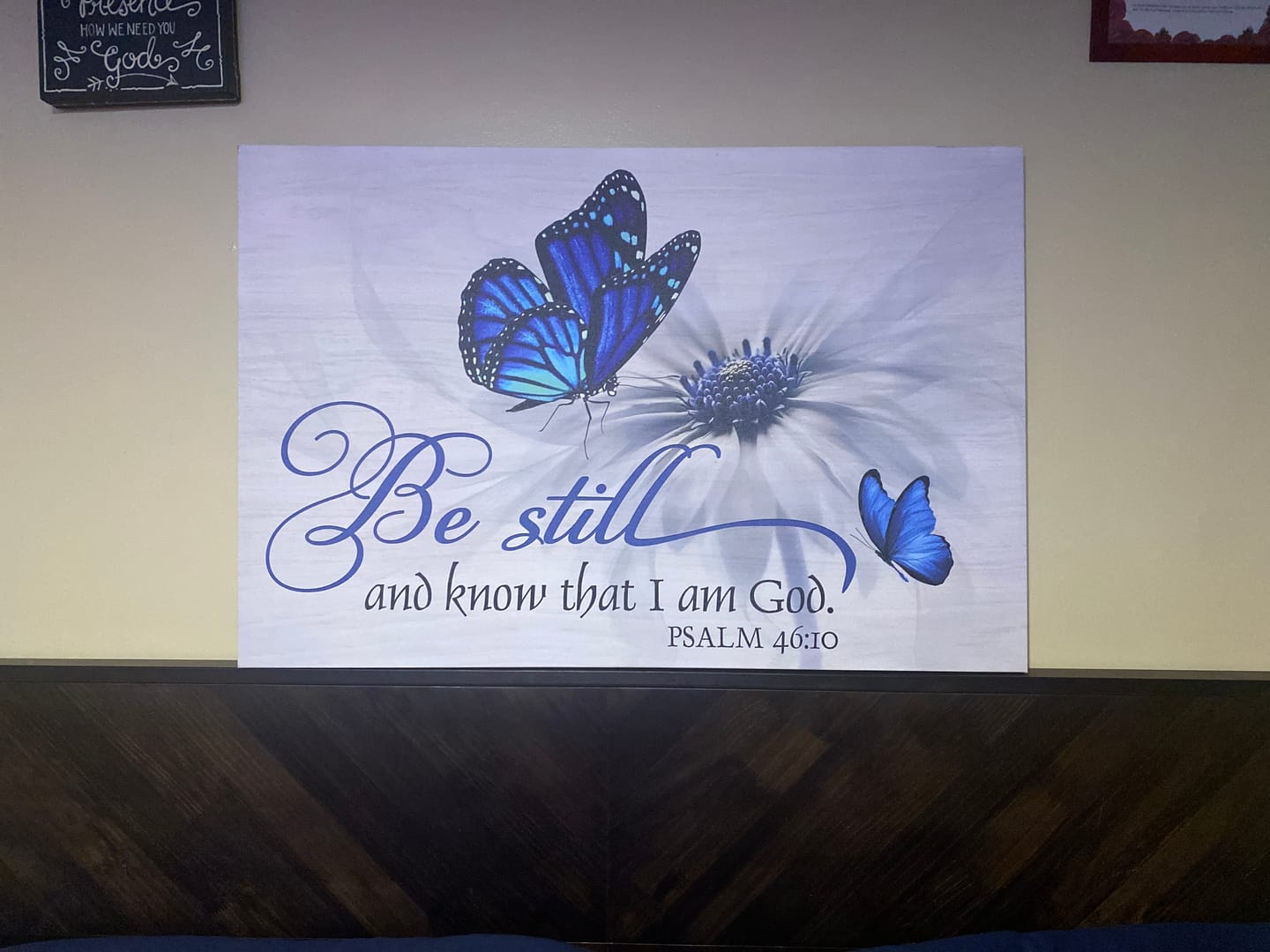 Customer photo review of Butterfly Flower Be Still And Know That I Am God Psalm 46:10 Wall Art Canvas