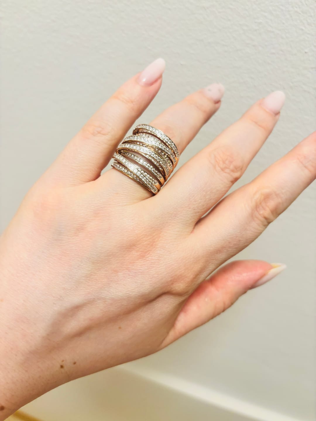 Customer photo review of Anello Multifilo a Fascia Intrecciato con Cubic Zirconia