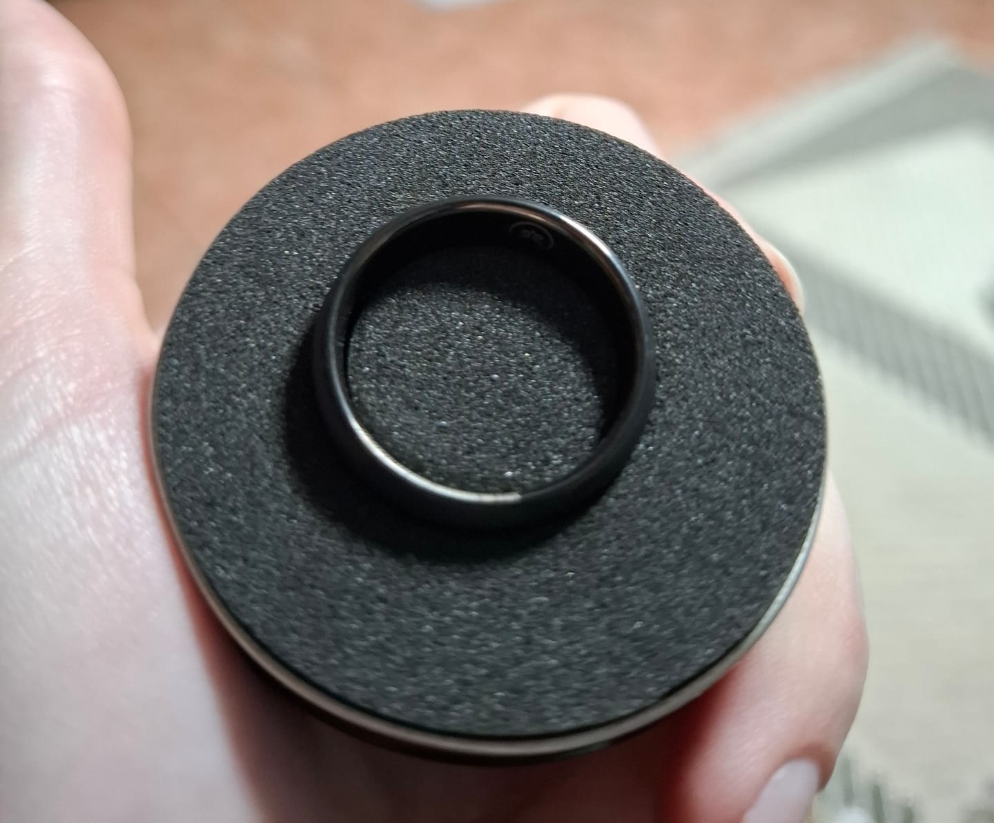 Customer photo review of The Imprint Ring - Black Plated Tungsten (Your Fingerprint)