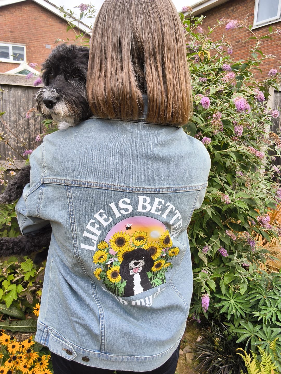 Customer photo review of Lakes Life is Better Personalised Denim Jacket | Syd&Co