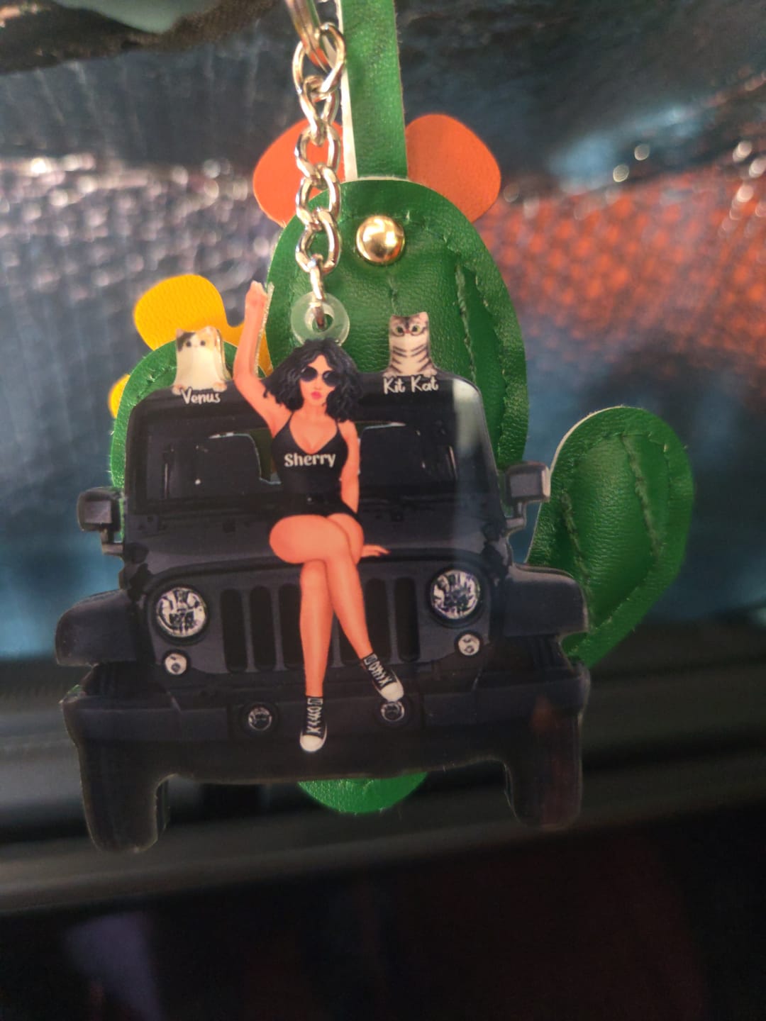 Customer photo review of Personalized A Girl With Off-Road Car And Dog Keychain Gift For Journey Girls