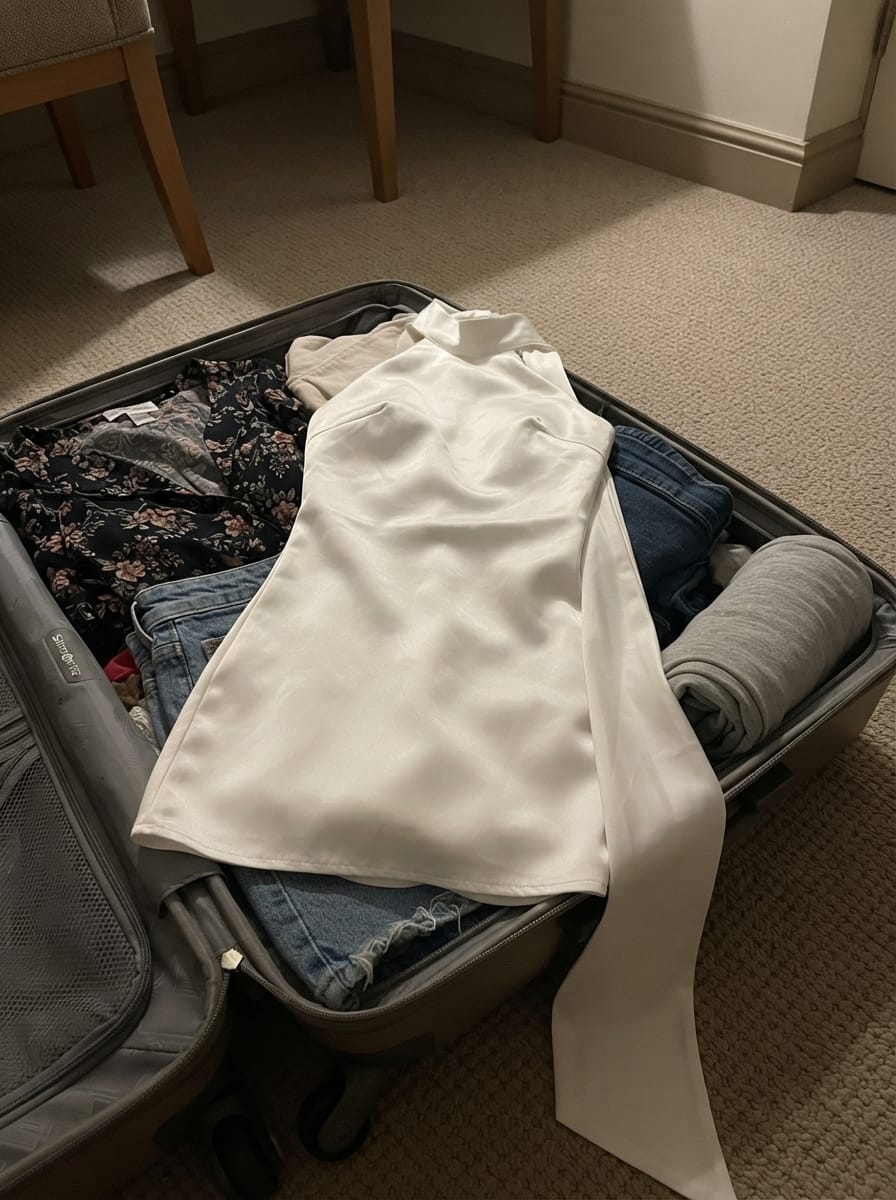 Customer photo review of Cassandra Scarf Mini Dress - Pearl