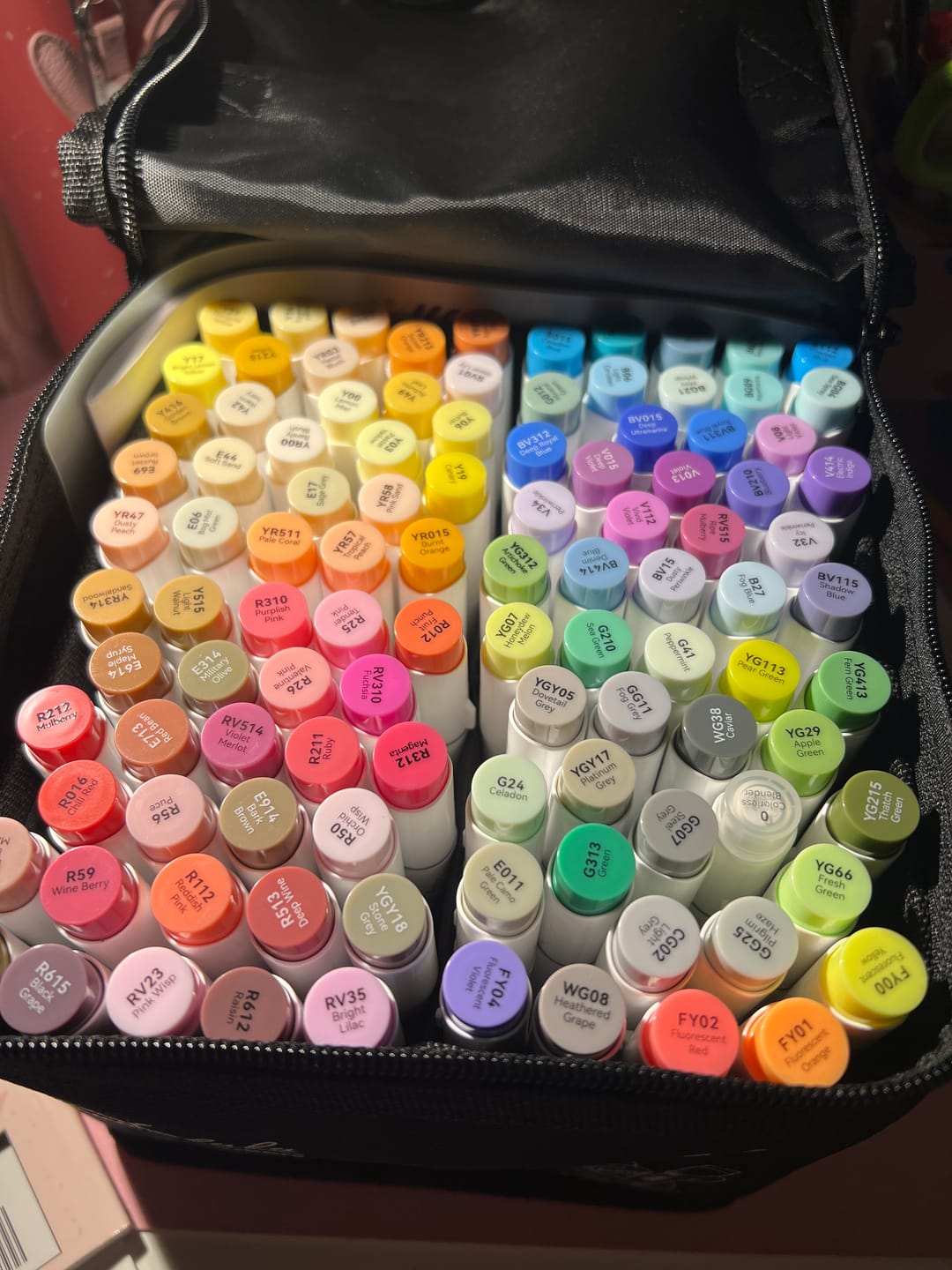 Customer photo review of Ohuhu Honolulu 104 Colors Dual Tips Alcohol Art Markers (New Color Codes)