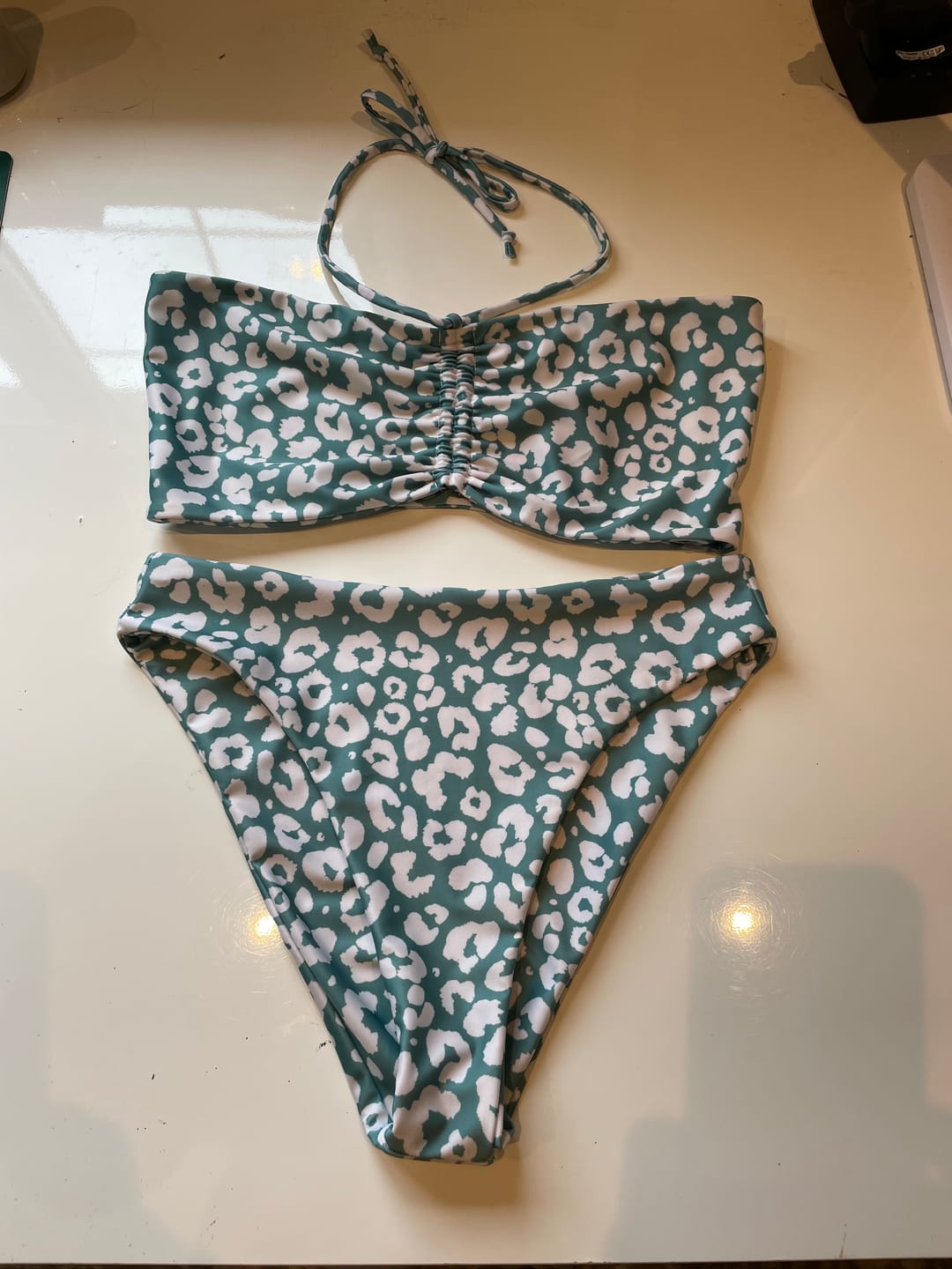 Customer photo review of Green Leopard Swimwear Jersey Fabric
