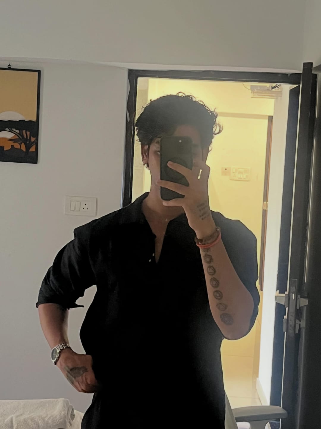Customer photo review of Black Lightweight Structured Kurta Shirt 100% Cotton