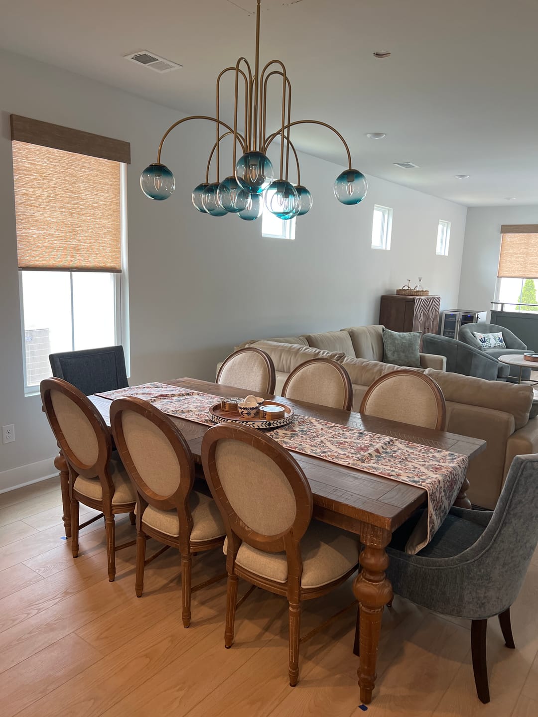 Customer photo review of Glam 10-Light Blue Glass Globe Bubble Chandelier