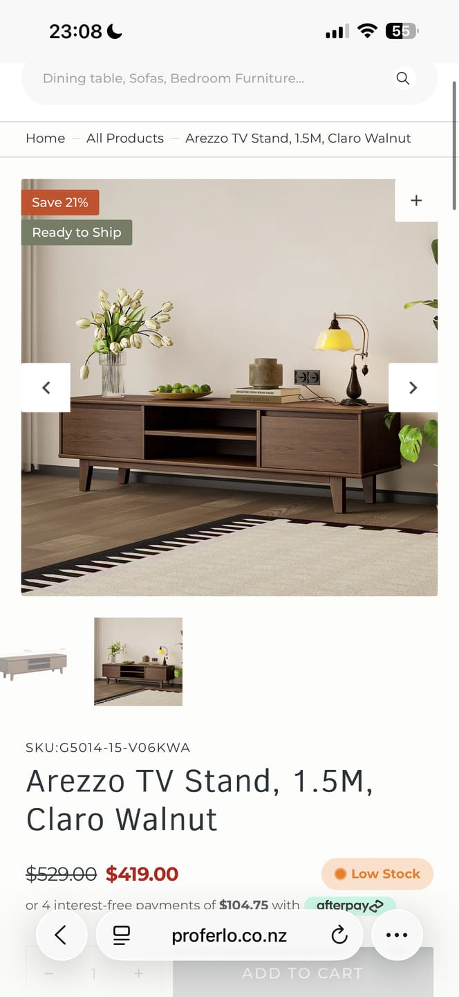 Customer photo review of Arezzo TV Stand, 1.5M, Claro Walnut