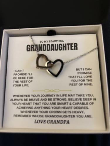 Customer photo review of Gift for Granddaughter from Grandpa Interlocking Hearts Necklace Gift