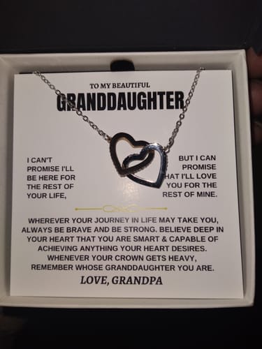 Customer photo review of Gift for Granddaughter from Grandpa Interlocking Hearts Necklace Gift