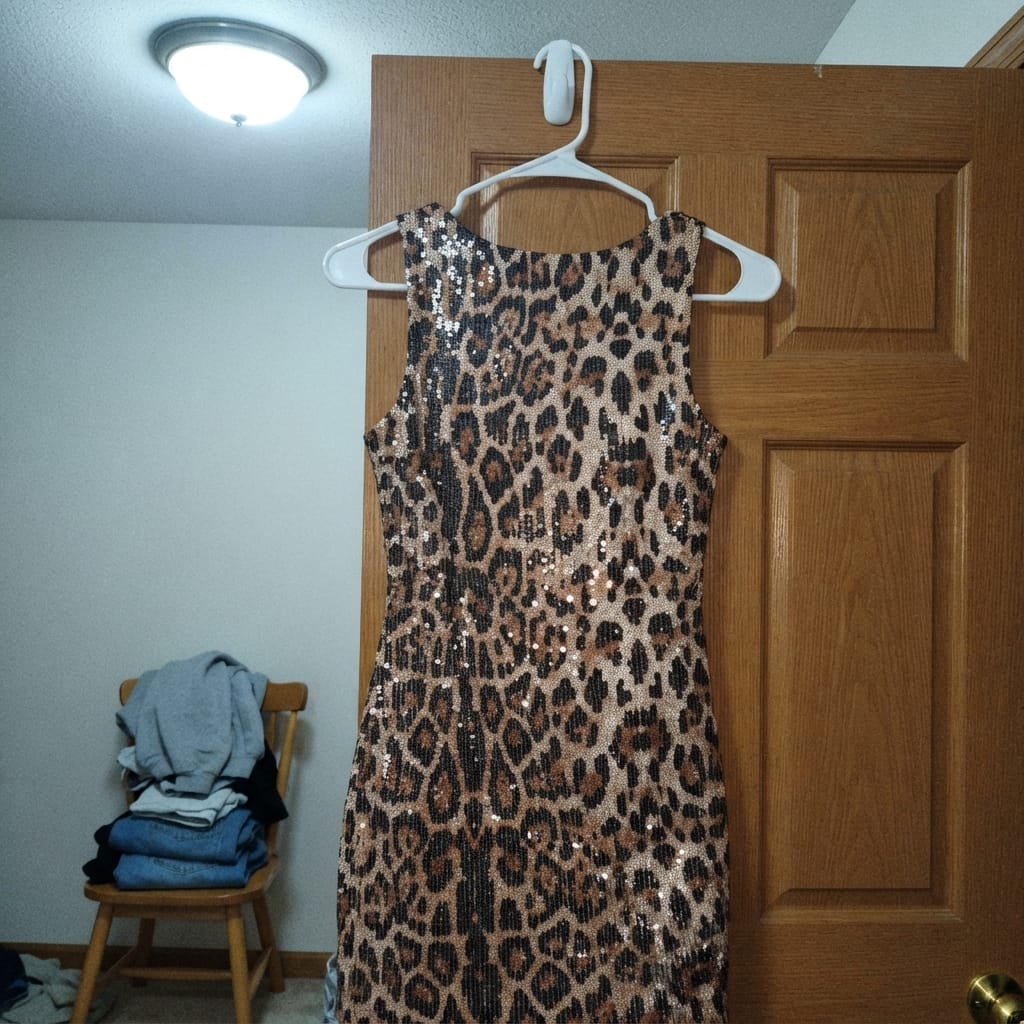 Customer photo review of Irina Leopard Mini Dress