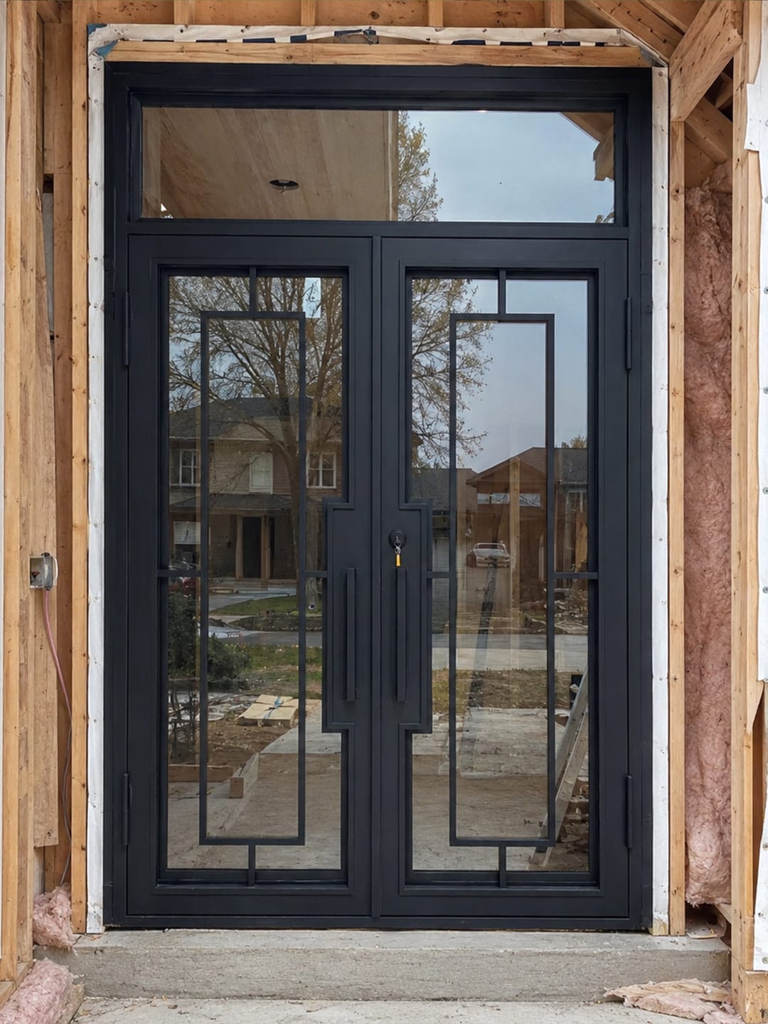 Customer photo review of Modern Wrought Double Entry&Patio Door with Clean Geometric Lines Design W145