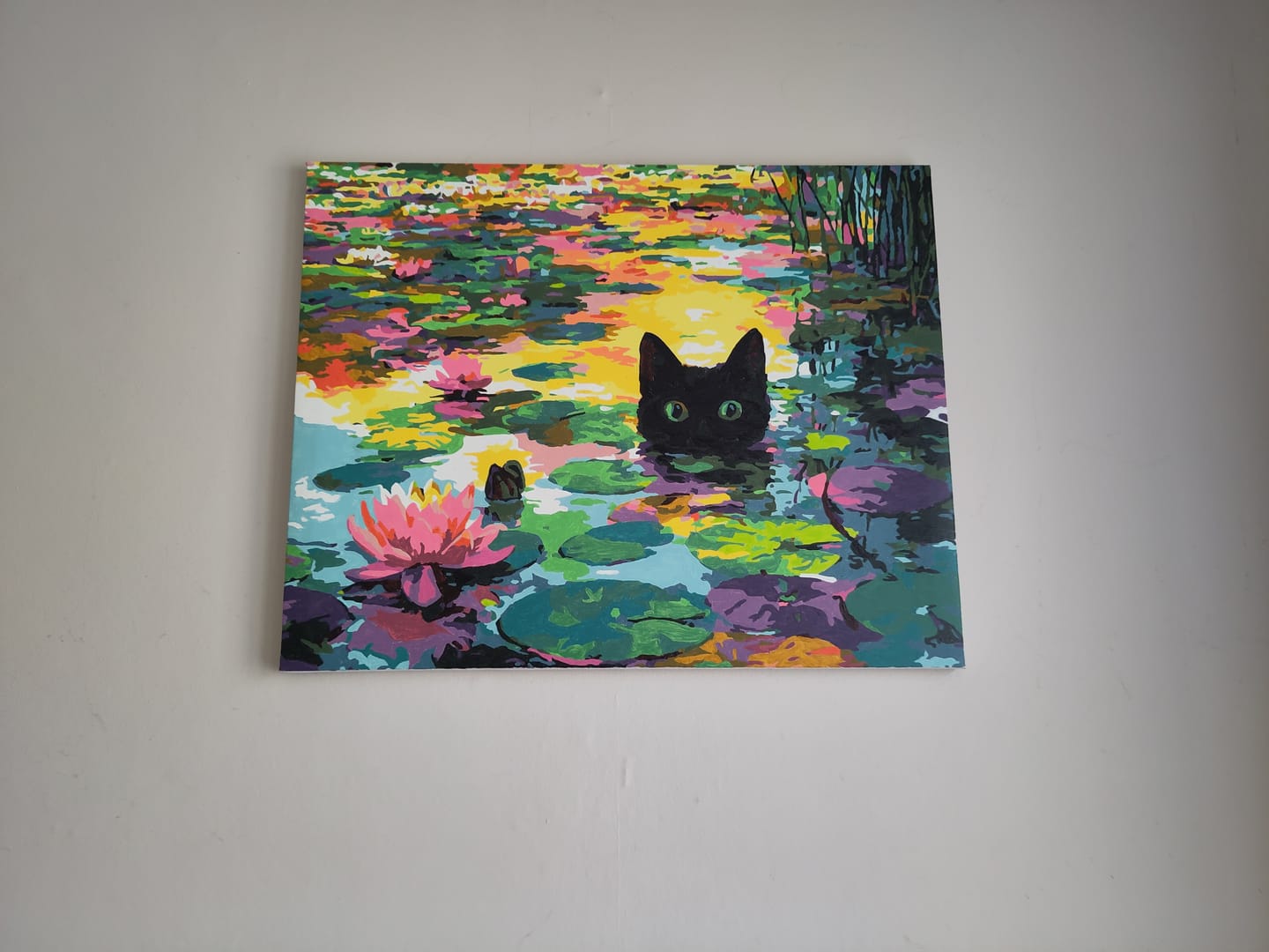 Customer photo review of A Water lilies cat | Paint by Number