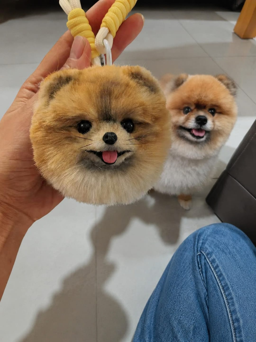 Customer photo review of Custom-made plush pet head pendant