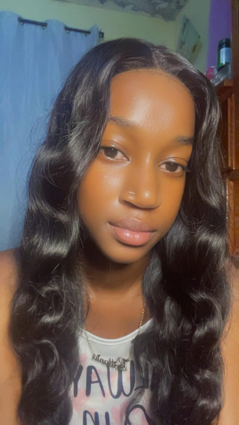 Customer photo review of Wavymy Wear Go Body Wave Glueless Wig Pre-Cut Lace Closure Wig Pre-Plucked Natural Hairline 180% Density Human Hair
