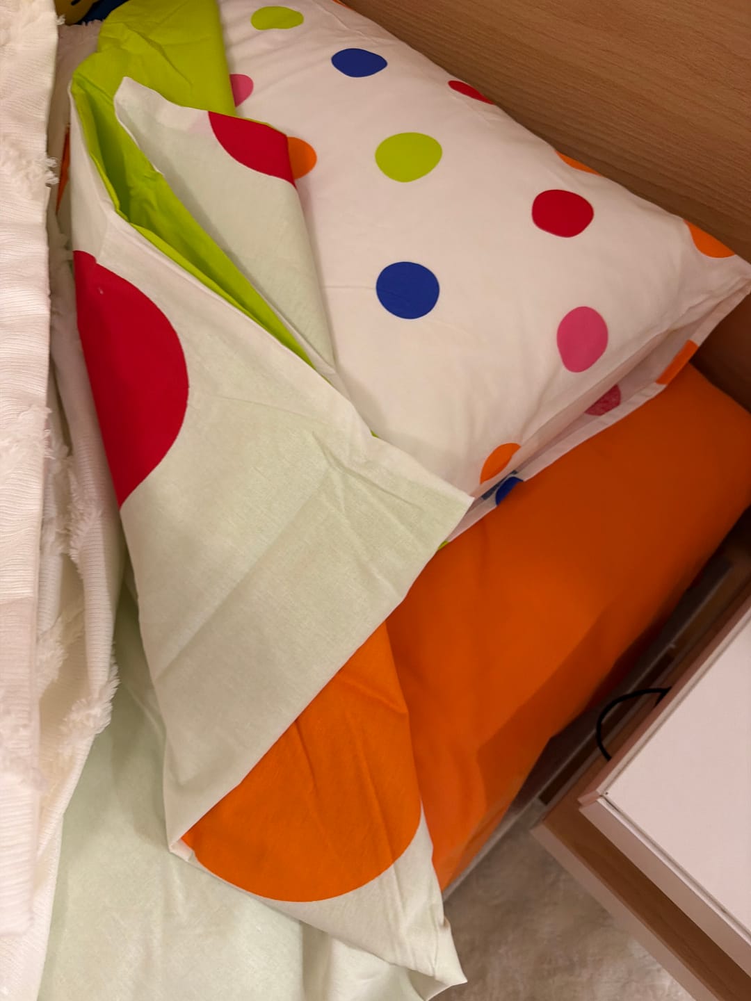 Customer photo review of Cotton Box Tek Kişilik Nevresim Takımı Dotsy Turuncu