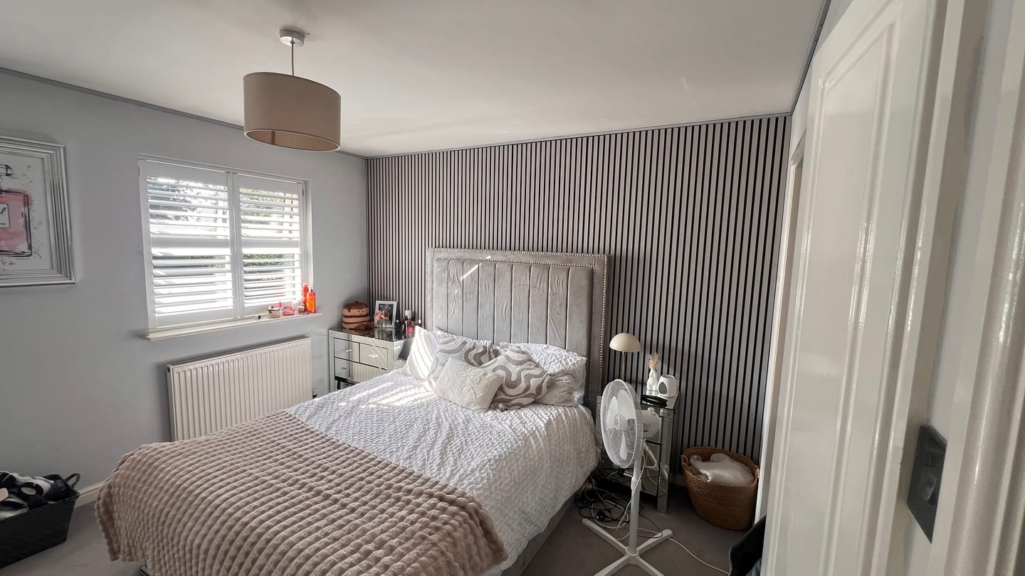 Customer photo review of Acoustic Slat Wall Panels Wooden Decorative Wall Panels Grey Oak Premium 2.4m x 0.6m