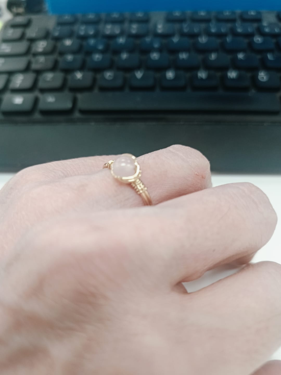 Customer photo review of Arındırılmış Saf Pembe Kuvars Yüzük
